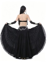 Jupe de danse tribale rouge 720'C de 16 mètres de long, en lin, grande jupe évasée pour la danse du ventre, robe d'Halloween en mousseline à volants, jupe longue maxi pour femme