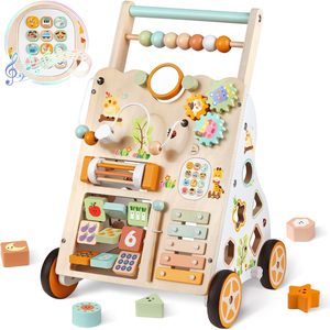 Poussette pour bébé avec roues, marcheur en <span class=keywords><strong>bois</strong></span> pour bébé, adapté aux centres d'activités Montessori pour enfants - Product Image 3