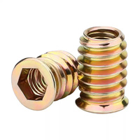 Inserts filetés hexagonaux en acier au carbone zingué, métriques et impériaux, avec bride, pour assemblage de meubles en bois