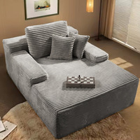 Sofá Seccional Modular de un Solo Asiento, Moderno, de Tela de Pana de Alta Densidad, con Respaldo Cuadrado y Relleno de Espuma