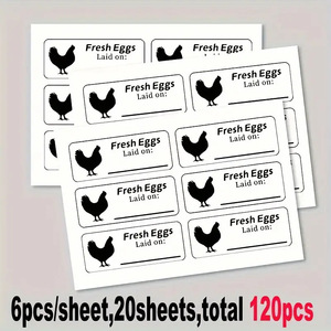Fresh Eggs Label <b>Stickers</b> Waterproof Paper <b>Kitchen</b> Food Storage Custom Design Minimalist Style Handwriting Date Tags - Product Image 3