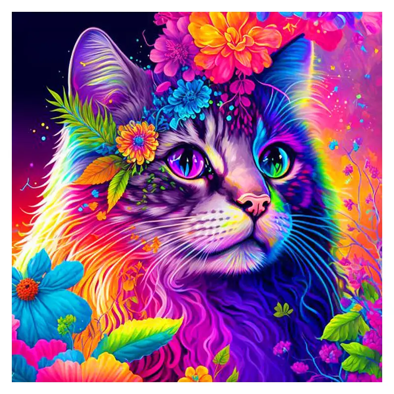 2024 Wholesale 5d Diy Diamond Painting Cat Full Drill Animal Embroidery Art Kits Custom Painting Factory Direct Sales Supplie
