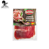 Pochette personnalisée imprimée en plastique laminé PE/Nylon/PET haute barrière à ouverture facile pour l'emballage de tranches de jambon espagnol