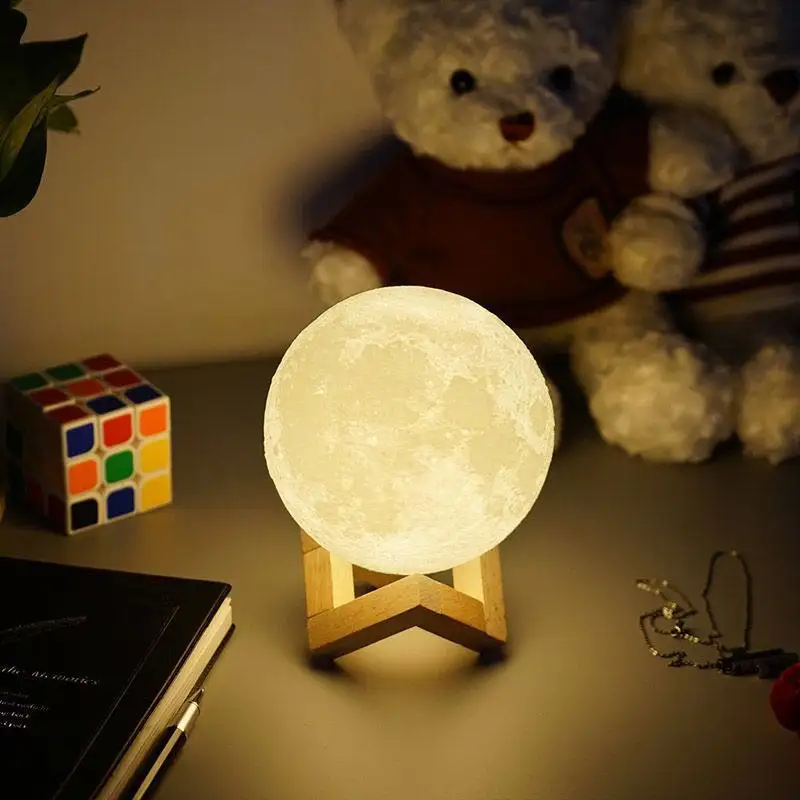 Best seller 3D Moon Lamp USB ricaricabile Night Light Kids Room novità Creative Home Decoration Interact Moon Light