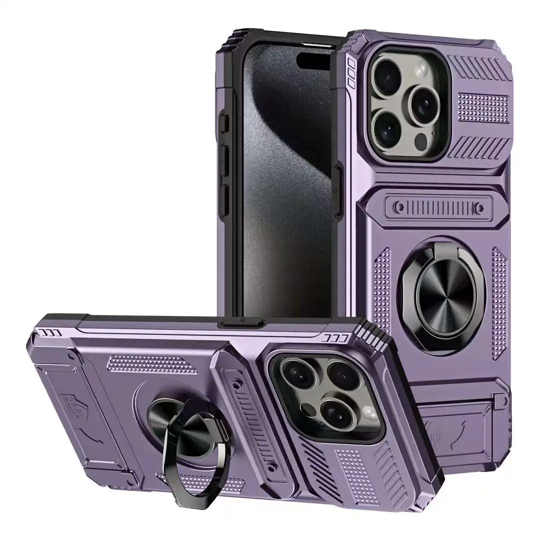 卸売高級携帯電話ケースiPhone 15 Pro 14 MAX13メタルリングキックスタンド耐衝撃保護カバーMoto G 5G 2024用