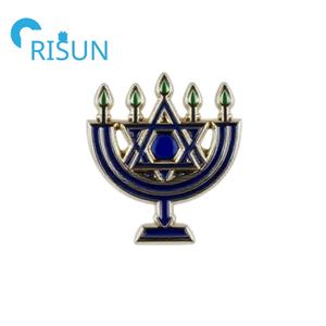 Usine métal personnalisé joyeux Hanoukka festival juif épingles <span class=keywords><strong>de</strong></span> vacances juif israël état épinglette broche émail menorah épingle insigne - Product Image 6