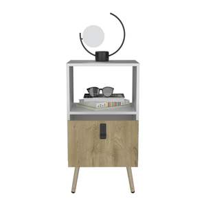 Maggness Bedroom DB <b>Nightstand</b> Solid Wood <b>White</b>/Macadamia Bedside Cabinet Home Furniture - Product Image 5