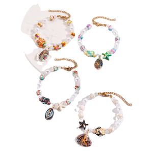 สร้อยข้อมือหินคริสตัลรูปเปลือกหอยตามธรรมชาติแบบใหม่กำไลข้อมือชายหาดฤดูร้อนชายทะเลของขวัญวันหยุดเปลือกหอยหลากสี - Product Image 1