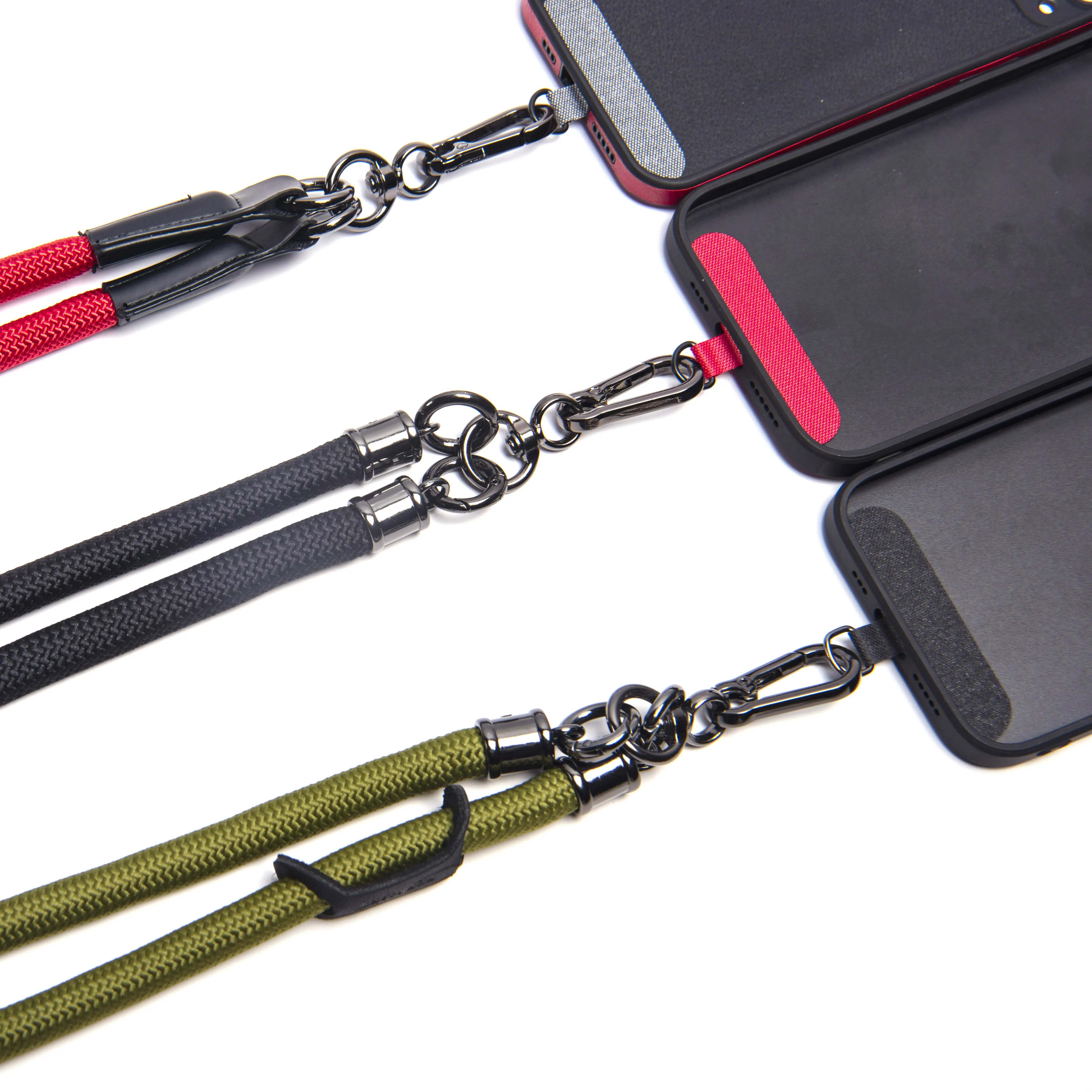 Free Sample OEM Cross Body Mobile Phone Adjustable Universal Strap Rope Luxury Clips Connector Color Phone Lanyard With Patch