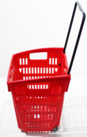 Panier en plastique à roulettes avec deux roues