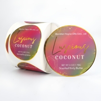 Étiquettes personnalisées pour beurre corporel rond, autocollants personnalisés avec logo pour pots cosmétiques à la noix de coco, étiquettes imprimées en rouleau pour lotions parfumées, vente en gros OEM ODM