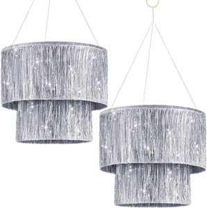 Candelabro de 2 Niveles con Flecos de Lentejuelas, Decoración Metálica Brillante para Fiestas, Bolas de Discoteca, Decoración para Despedidas de Soltera - Product Image 1