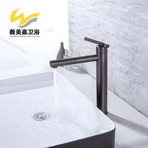 Robinet double vasque moderne minimaliste chaud et froid, vente en gros, cuivre pur, finition gris anthracite brossé, rotatif, extractible, cartouche 35 - Product Image 3