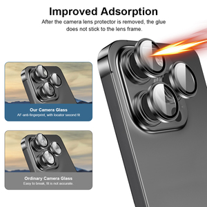 Protection d'objectif d'appareil photo transparente à couverture intégrale 9H pour <span class=keywords><strong>iPhone</strong></span> 11 à 17 Series, film en verre trempé anti-rayures AR - Product Image 3