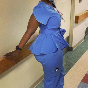 2024 nouveau Design infirmière robe uniforme fermeture éclair survêtement Sexy croquis rose hôpital médecin gommages soins infirmiers hôpital uniformes - Product Image 3