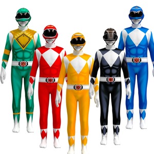 Combinaison Power Rangers pour enfants, costume jaune, rouge, vert, noir, bleu, rose, combinaison de film télévisé pour garçons - Product Image 1