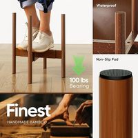 Rak Penyangga Pot Bunga Bambu yang Dapat Disesuaikan untuk Meja Dalam Ruangan, Balkon, atau Ruang Tamu