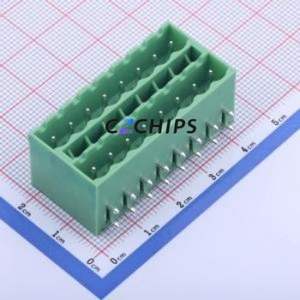 KF2EDGKRCH-5.0-2*8P Plug-in Terminal Block Bent Lead Through Hole,P=5mm Connector Board-to-Board / Socket Closed 2x8P 5mm Green - Product Image 1