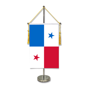 Drapeau de table personnalisé du Panama avec pompons et base de mât pour décoration de bureau - Product Image 2
