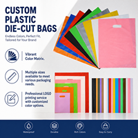 Sacs de shopping en plastique brillant personnalisés avec logo pour petites entreprises, vêtements, chaussures, avec poignées découpées, sacs de boutique