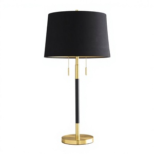 Modern Iron Table Lamp Beige <b>Drum</b> Fabric <b>Shade</b> E26 LED 3000K Warm <b>Light</b> Switch Control CRI 80 Decorative Lighting for Bedroom - Product Image 1