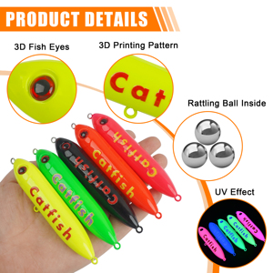 5Pcs Catfish Rattling Flotteurs 15g/27g Maker <span class=keywords><strong>Popper</strong></span> Leurres pour Santee Rig Fishing, Bobbers flottants durables pour Channel Catfish - Product Image 2