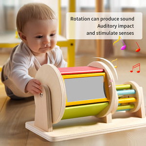 Mainan Drum Tekstil Kayu Montessori Desain Baru Kristal untuk Bayi, Meningkatkan Kognitif Warna, Melatih Koordinasi Tangan-Mata - Product Image 4