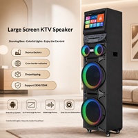 Enceinte de Scène Active Haute Puissance CQA 100W, Système Audio pour Fêtes en Extérieur, Machine Karaoké avec Lumière Disco RVB