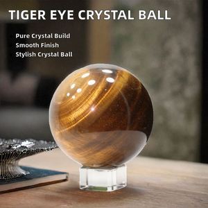 Boule de cristal œil de tigre jaune naturel de haute qualité, pierres de guérison Reiki, sphère - Product Image 3