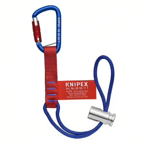Adaptateur de sangle Knipex avec mousqueton fixe rouge bleu 00 50 11 T, cordon de sécurité pour outils - Product Image 1