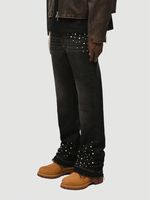 Jeans droits de luxe respirants avec chaîne de perles décorative pour hommes, style streetwear, pantalon en denim pour l'été, le printemps, l'automne et l'hiver