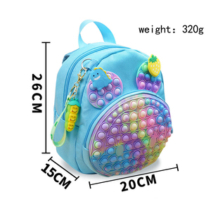 New pink Blue Kids Girls Zipper Double Shoulder Bags Silicone <b>Pops</b> Bubble Fidget Toy School Backpack Bags - Product Image 4