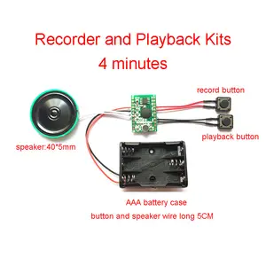 4 분 녹음 및 재생 음성 IC 칩 사운드 모듈 DIY 키트 레코더 레코드 플레이 펜 말하는 음악 선물 플러시 장난감 카드