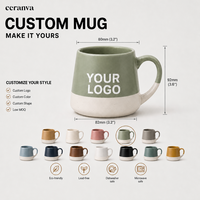 Tasses en céramique personnalisées en gros, design rustique bicolore moucheté, en grès, pour usage quotidien et cadeaux d'affaires