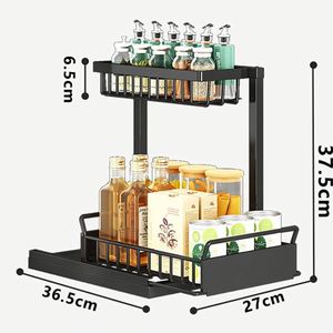 2 Tier Under Sink Organizer Kitchen Drawer <b>Shelf</b> Pullout <b>Shelves</b> Kitchen Under Cabinet Makeup Storage Cabinet Sliding Organizer - Product Image 2