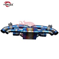 Échappement Catback Valvetronic en Titane Grade 5 Vortex Haute Performance Finition Bleu Brûlé Écailles de Poisson Soudées pour Porsche 992 Carrera