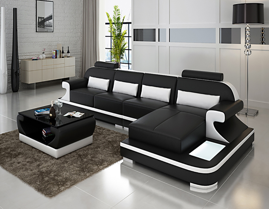 Aanpasbare Bekleding Luxe Echt Banken U-vormige Modulaire Moderne Woonkamer Sofa Set Meubels Lederen Sofa