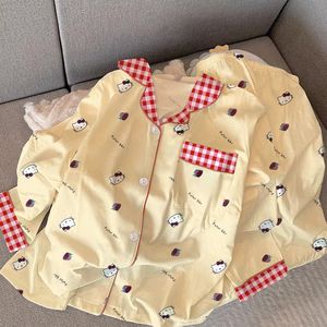 Japanisches Nachthemd neue Hallo Kitty Cartoon Pyjama Mujer Herbst und Winter De Rong Nachtwäsche Mode Damen Nachthemd Home Sets