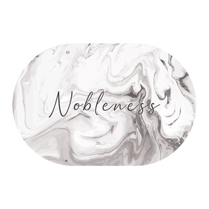 Alfombra de Baño Absorbente Ovalada con Diseño Minimalista de Ondas de Mármol para Baño, Inodoro y Entrada - Product Image 1