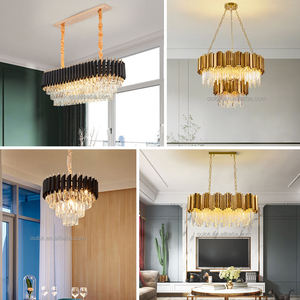 आधुनिक पारंपरिक सोने के धातु दौर होटल बड़े चंडेलियर बेडरूम लिविंग रूम लिविंग रूम पेंडेंट लाइट की अगुवाई वाली K9 लक्जरी क्रिस्टल चंडेलियर - Product Image 3