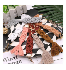 Handmade Cotton Mini Macrame Keychain Boho Macrame Keychain With <strong>Tassel</strong> <strong>for</strong> Car <strong>Key</strong> Purse Phone Wallet - Product Image 6