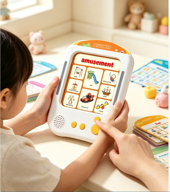 Screen-Free Phonics Tablet for Kids 3-5, 30 Interactive Flash Cards, Q&A+Music, Educational Toy