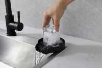 MOSHE Lavavasos de Acero con Forma de Paño, Rociador de Alta Presión, Monomando, Ahorro de Agua, Diseño Moderno para Cocina
