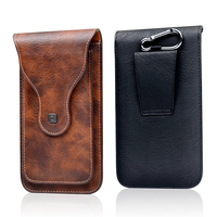 Đàn Ông Từ Eo Đôi Điện Thoại Túi Vintage Belt Pouch Da Lật Điện Thoại Di Động Trường Hợp Cho Hai Điện Thoại Di Động