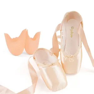 流行的缎面芭蕾舞鞋，带鞋垫，带鞋垫，平软舞鞋