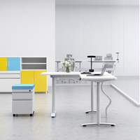 Bureau d'angle en forme de L réglable OMNI avec contrôleur de mémoire, bureau d'angle réglable en hauteur