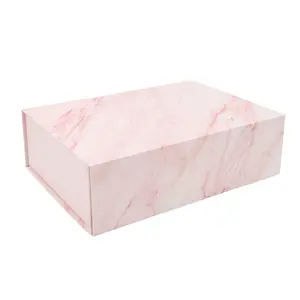custom Marble Style Large Recyclable Weddings Paperboard Groomsman luxury Collapsible Magnetic Gift Boxes packaging with Lids