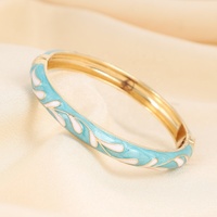 Gelang Manset Paduan Enamel Warna-warni Grosir Berlapis Emas Motif Bunga Aksesoris Perhiasan Wanita Modis Lucu