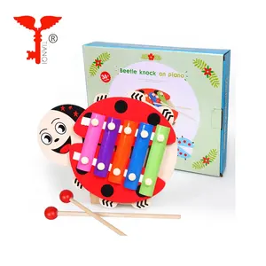 圣诞低价促销婴儿游戏乐器玩具木制多色5pcs金属棒木琴玩具
