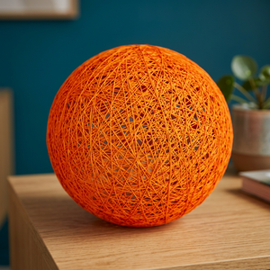 Orange Modern Rattan Ball Lampshade 30 cm Woven Pendant Light Cover Indoor Decorative Shade Warm White - Product Image 2